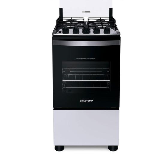Imagem de Fogão 4 Bocas a Gás Brastemp Branco BFO4EBBUNA Mesa Inox Dupla Chama e Acendimento Automático Bivolt