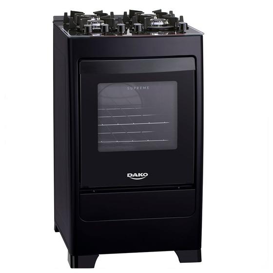 Imagem de Fogão 4 Bocas à Gás Dako Supreme Glass Acendimento Automático Mesa de Vidro Preto Bivolt