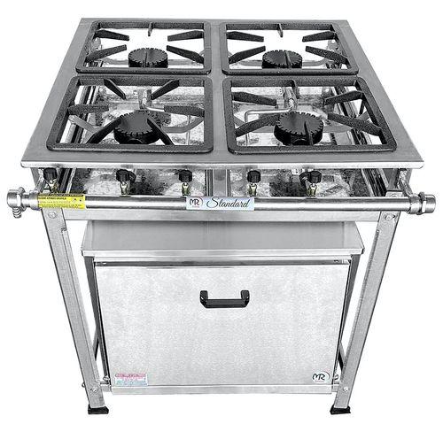 Fogão 4 Bocas a Gás Industrial Conjugado Alta Pressão 30x30 com Forno ...