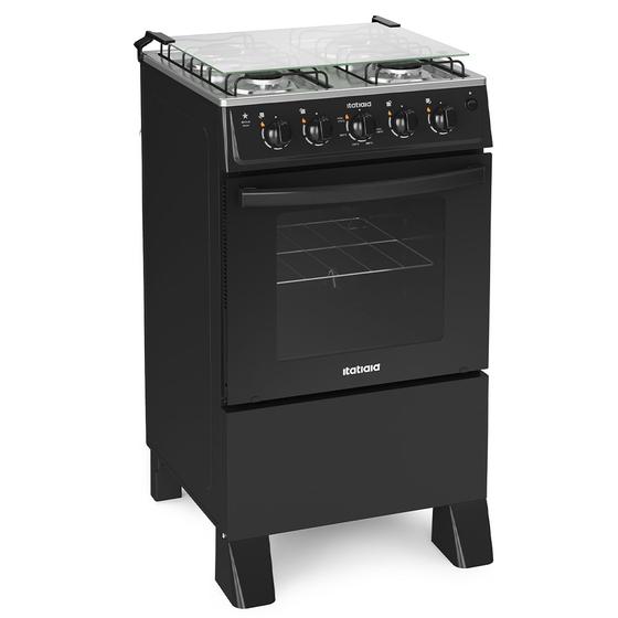 Fogão 4 Bocas à Gás Itatiaia Star New Acendimento Automático e Forno Limpa Fácil Preto Bivolt Menor preço em Fogão 4 Bocas à Gás Itatiaia Star New Acendimento Automático e Forno Limpa Fácil Preto Bivolt