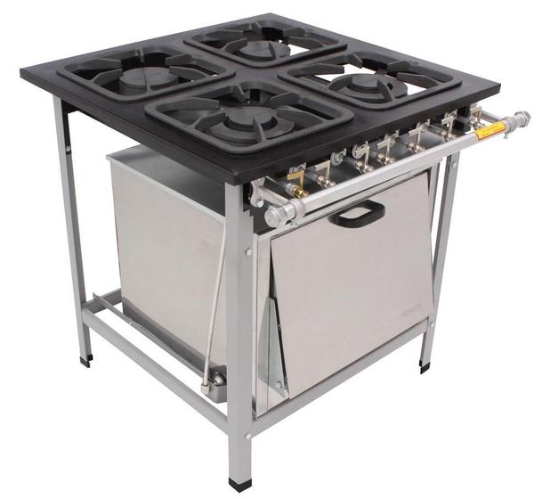 Imagem de Fogão 4 Bocas Alta Pressão (4BAP) M18 40x40 Pf. 6,5 Forno Metalmaq