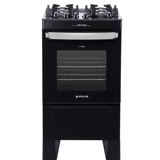 Imagem de Fogão 4 Bocas Atlas Agile Up Glass com Mesa de Vidro e Acendimento Automatico Preto Bivolt