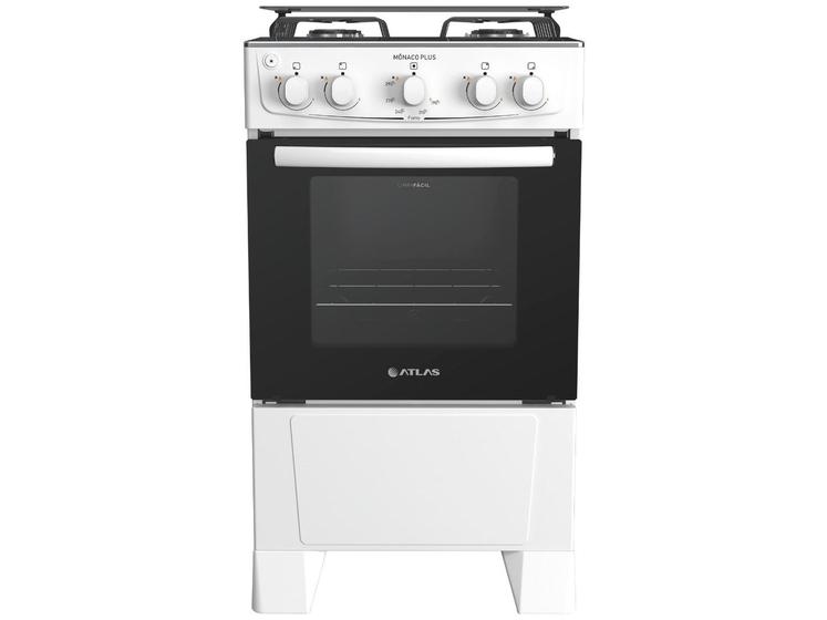 Fogão 4 Bocas Atlas Inox Branco Mônaco Plus Imagem de Fogão 4 Bocas Atlas Inox Branco Mônaco Plus