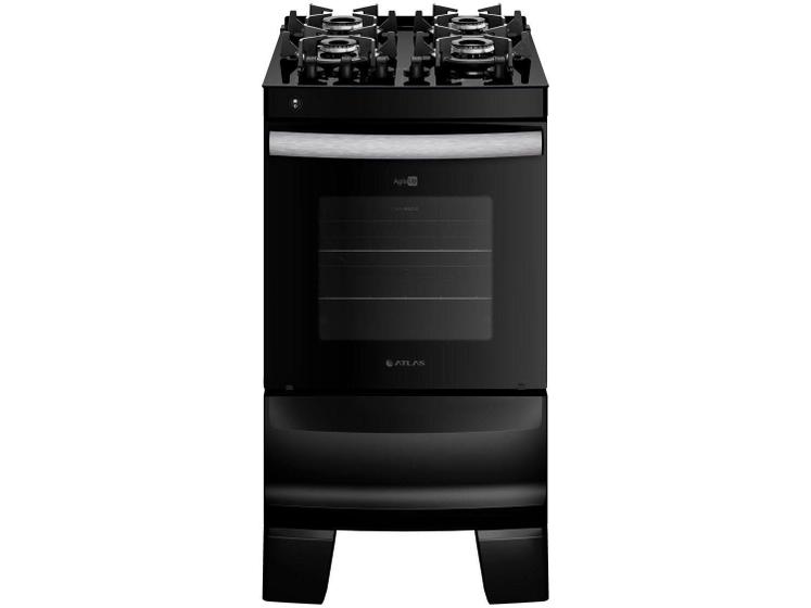 Fogão 4 Bocas Atlas Preto Mesa Vidro Glass Agile UP