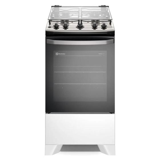 Imagem de Fogão 4 bocas de piso Electrolux Branco Efficient com Mesa Inox PerfectCook e VaporBake