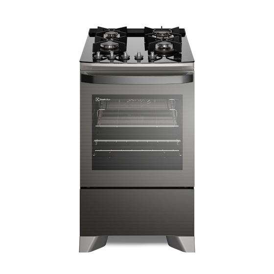 Imagem de Fogão 4 bocas Electrolux Cinza Expert com Função Air fryer, Mesa de Vidro e PerfectCook360 (FE4AP)