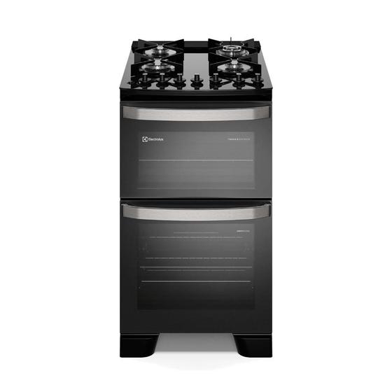 Imagem de Fogão 4 bocas Electrolux Preto Experience Mesa vidro, 2 Fornos e Tripla Chama (FE4DP)