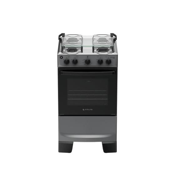 Fogão 4 Bocas Titanium com Mesa Inox Atlas Mônaco Plus Bivolt