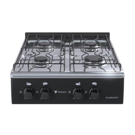 Fogao 4 Bocas Venax Flamatop Preto Gas Glp Menor preço em Fogao 4 Bocas Venax Flamatop Preto Gas Glp