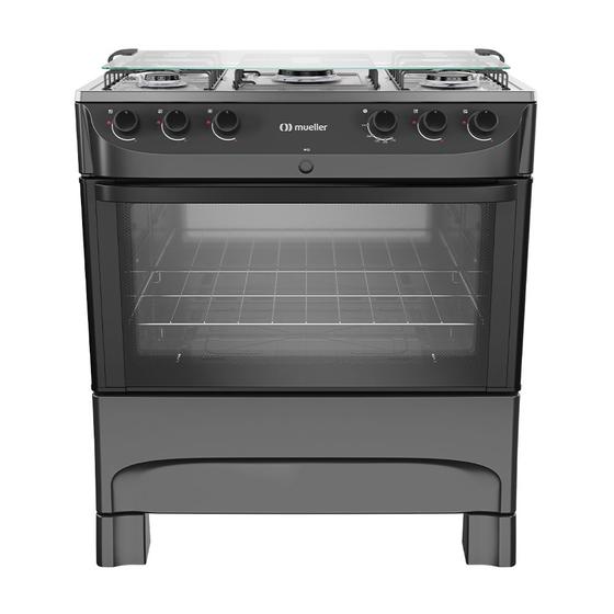Fogão 5 Bocas a Gás Mueller MFI5BB Mesa Inox e Acendimento Automático ...