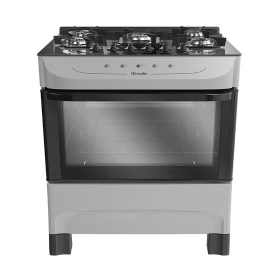 Fogão 5 Bocas a Gás Mueller MFV5BB Mesa de Vidro e Acendimento Automático Titânio Bivolt Menor preço em Fogão 5 Bocas a Gás Mueller MFV5BB Mesa de Vidro e Acendimento Automático Titânio Bivolt