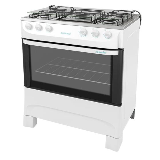 Menor preço em Fogão 5 Bocas a Gás Mueller Moderatto Acendimento Manual Mesa Inox e Queimador Ultra Chama Branco