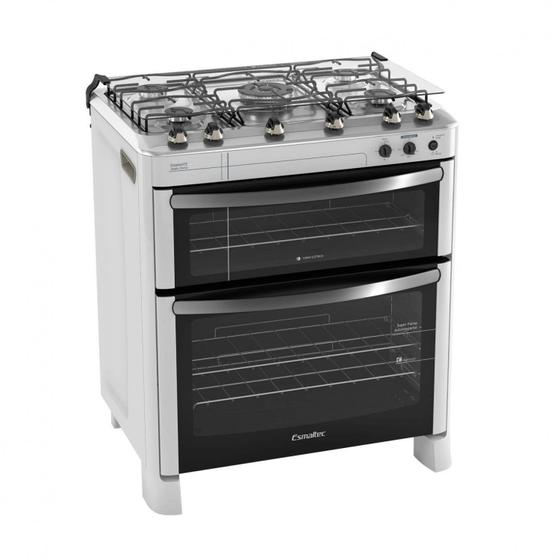 Imagem de Fogão 5 Bocas Acendimento Automático Duplo Forno Diamante Esmaltec 127V Branco