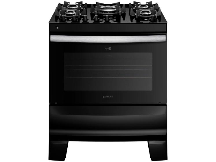 Imagem de Fogão 5 Bocas Atlas Preto Mesa de Vidro Glass Agile UP