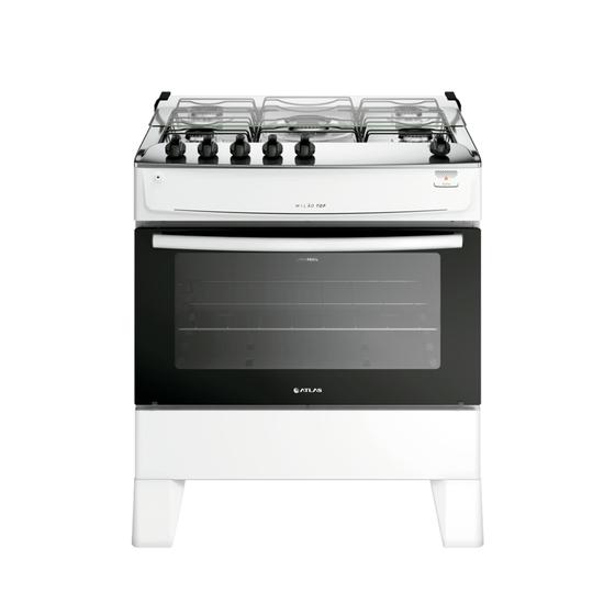 Imagem de Fogão 5 Bocas Branco com Mesa Inox Atlas Milão Top Bivolt