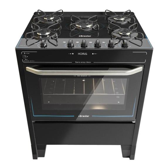 Imagem de Fogão 5 Bocas Braslar Automático Mesa de Vidro Horus Top Control Preto