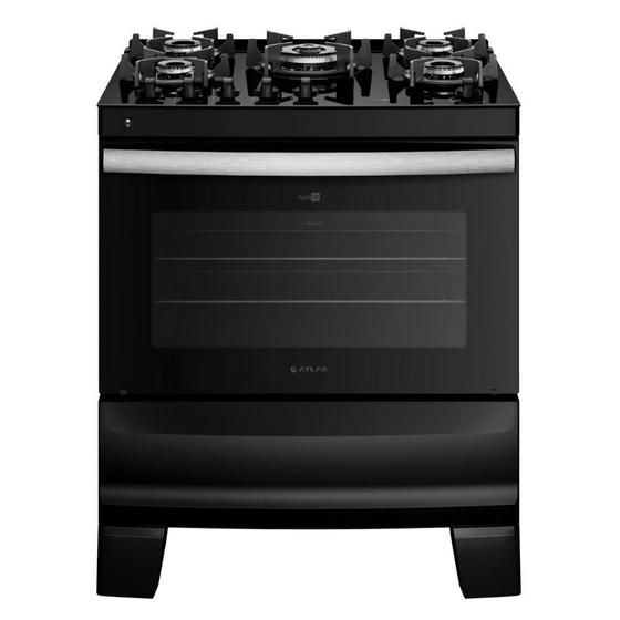 Imagem de Fogão 5 Bocas Com Mesa De Vidro Atlas Agile Up Glass New Preto Bivolt