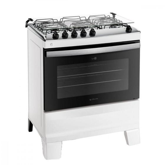 Imagem de Fogão 5 Bocas Com Mesa Inox Atlas Agile Up Branco Bivolt