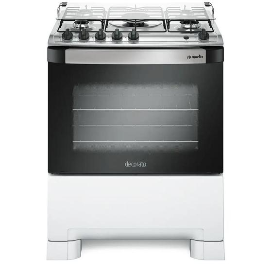 Imagem de Fogão 5 Bocas com Mesa Inox Decorato Mueller Branco