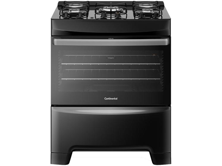 Fogão 5 Bocas Continental Brasil Preto Mesa em Vidro – Bivolt – Fc5gp