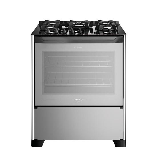 Fogão 5 bocas Dako Magister Style com Mesa de Vidro e Tripla Chama – Bivolt
