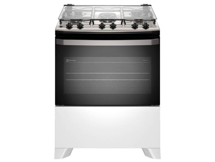 Fogão 5 bocas Electrolux Branco Efficient Mesa Inox, PerfectCook e VaporBake FE5IW