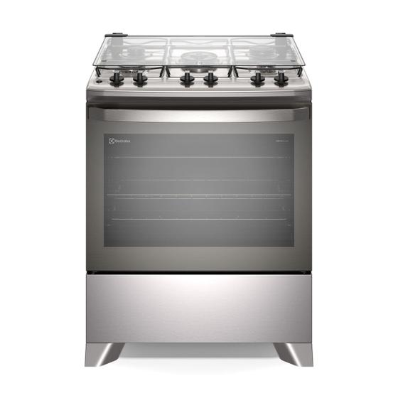 Imagem de Fogão 5 bocas Electrolux Cinza Efficient com Mesa Inox, PerfectCook e VaporBake (FE5IC)