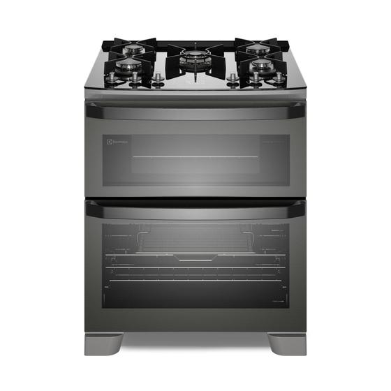 Fogão 5 bocas Electrolux Cinza Expert Função Air Fryer, 2 Fornos, Grill e Timer (FE5AD) Imagem de Fogão 5 bocas Electrolux Cinza Expert Função Air Fryer, 2 Fornos, Grill e Timer (FE5AD)