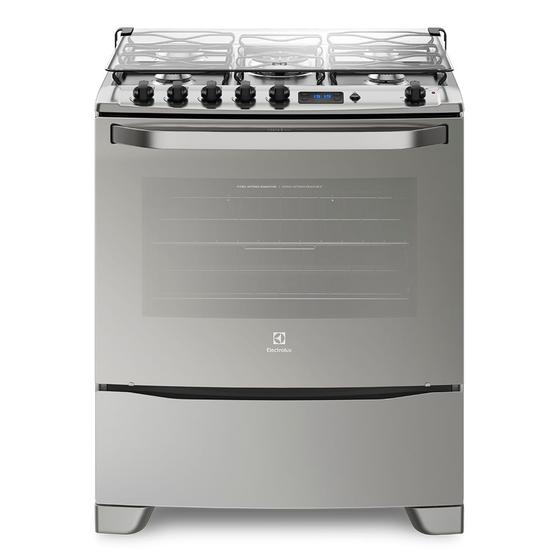 Imagem de Fogão 5 Bocas Electrolux Prata com Grill e Tripla Chama (76GSR)