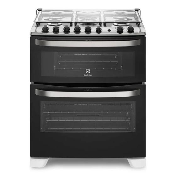 Imagem de Fogão 5 Bocas Electrolux Preto com Forno Duplo e Tripla Chama (76DBA)