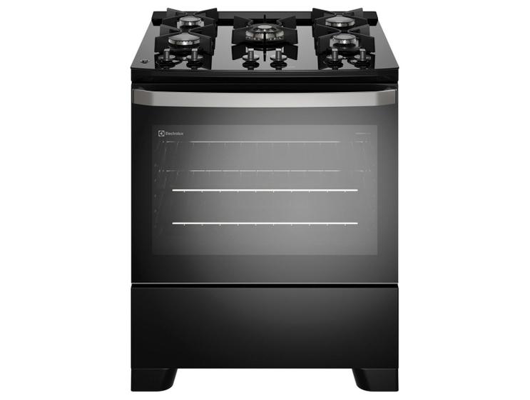 Fogão 5 bocas Electrolux Preto Efficient Mesa de Vidro, PerfectCook e Grades de Ferro (FE5GB) Imagem de Fogão 5 bocas Electrolux Preto Efficient Mesa de Vidro, PerfectCook e Grades de Ferro (FE5GB)
