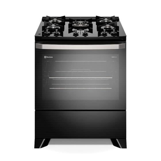 Imagem de Fogão 5 bocas Electrolux Preto Experience Mesa de Vidro, PerfectCook e VaporBake (FE5GP)