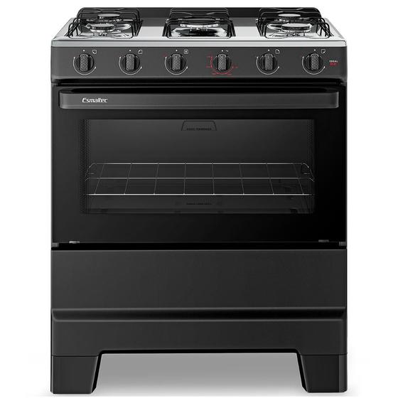 Imagem de Fogão 5 Bocas Esmaltec Ideal Pop Super Chama Limpa Fácil Preto Inox Bivolt - F5ISP