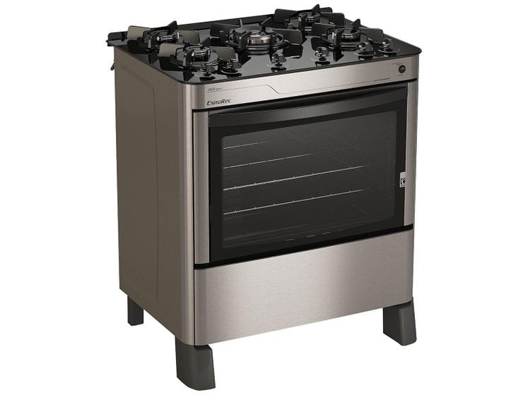 Imagem de Fogão 5 Bocas Esmaltec Inox Mesa de Vidro Jade Glass