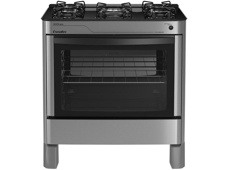 Fogão 5 Bocas Esmaltec Prata Mesa de Vidro Agata Glass Imagem de Fogão 5 Bocas Esmaltec Prata Mesa de Vidro Agata Glass