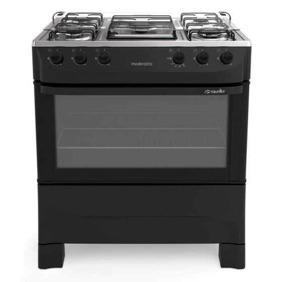 Fogão 5 Bocas Mueller Moderatto Stile Preto - 601190001