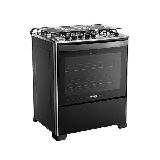 Imagem de Fogão 5 Bocas Preto com Mesa de Inox Dako Magister Bivolt