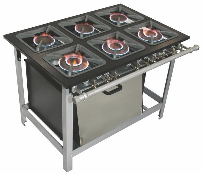 Fogão 6 Bocas Metalmaq Super Luxo Cinza - M19 Fogão 6 Bocas Metalmaq Super Luxo Cinza - M19