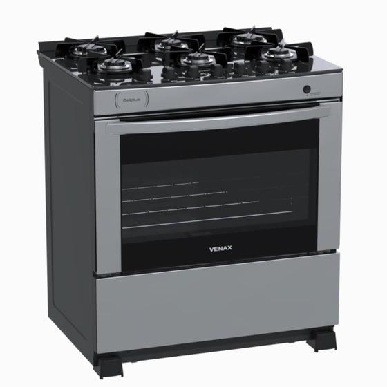 Imagem de Fogao 6 Bocas Venax Delplus Vitreo Bl Inox Gas Glp