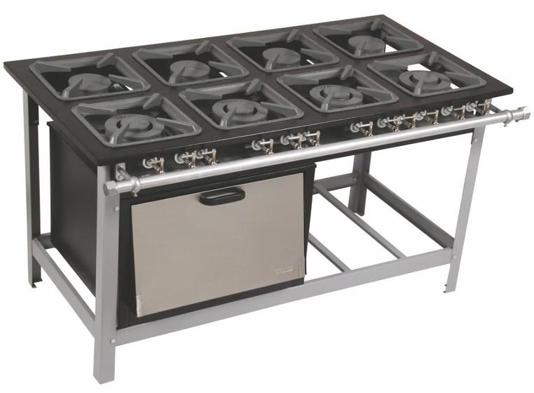 Imagem de Fogão 8 Bocas Duplas (8BD) M20 40x40 Pf. 6,5 Forno Metalmaq