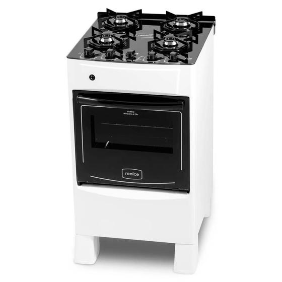 Fogão à Gás 4 Bocas Automático Íris Glass Branco sem Tampa Realce