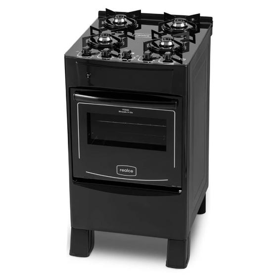 Fogão 4 Bocas Realce Eletrodomésticos Íris Glass Preto Mesa em Vidro - Bivolt