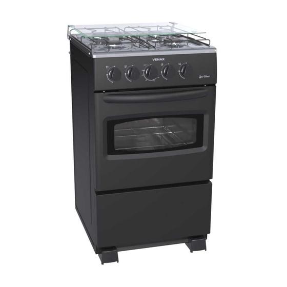 Fogao a Gás 4 Bocas Da Vinci GIII Mesa Inox Preto Fosco Venax Fogão