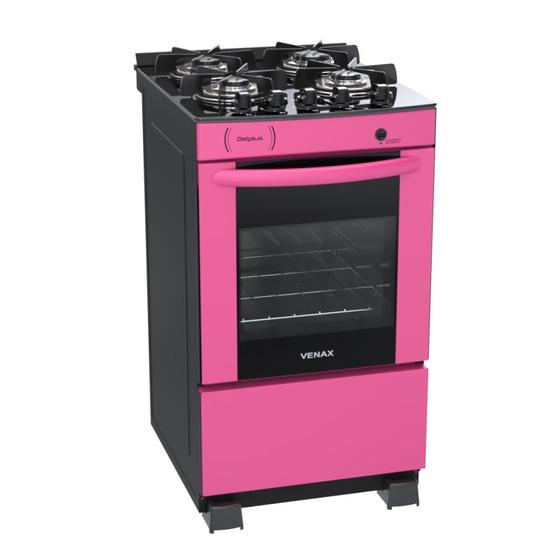 Imagem de Fogao a Gas 4 Bocas Venax Delplus Vitreo BL Pink