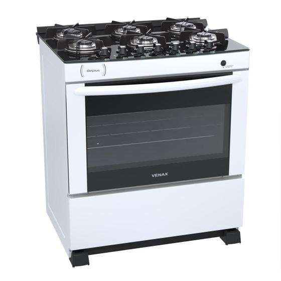 Fogao a Gas 6 Bocas Venax Delplus Vitreo BL Branco Imagem de Fogao a Gas 6 Bocas Venax Delplus Vitreo BL Branco