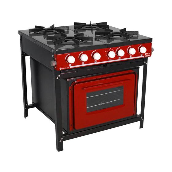 Fogão 4 Bocas Venâncio Bravo Com Forno Vermelho - Br4bfvr Fogão 4 Bocas Venâncio Bravo Com Forno Vermelho - Br4bfvr