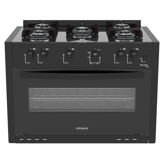 Fogao a Gas de Embutir 5 Bocas Venax Picasso Line Preto Imagem de Fogao a Gas de Embutir 5 Bocas Venax Picasso Line Preto