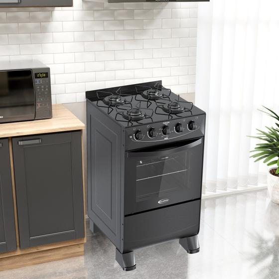 Fogão 4 Bocas Clarice Delicato Plus Glass Preto Mesa em Vidro – Bivolt