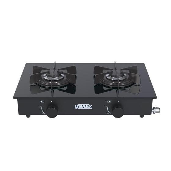 Fogão 2 Bocas Venax Flamalar Vitreo Preto Mesa em Vidro - 23110 Fogão 2 Bocas Venax Flamalar Vitreo Preto Mesa em Vidro - 23110