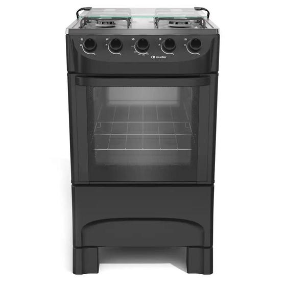 Imagem de Fogão a gás forno Total Clean Mueller 4 bocas Preto Fosco Acendimento Manual